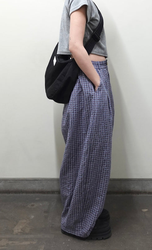 チェックボリュームラフパンツ